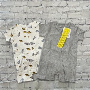 2 Teach Leanbh Baby Short Sleeve Zip Up Bodysuits